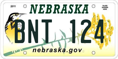 NE license plate BNT124