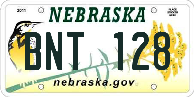 NE license plate BNT128