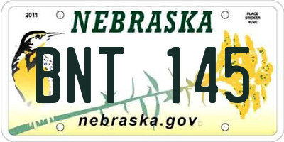 NE license plate BNT145