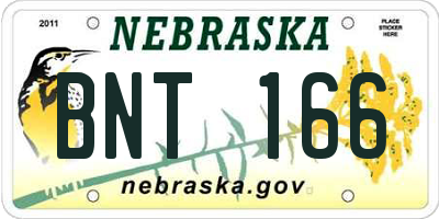 NE license plate BNT166