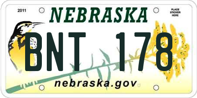 NE license plate BNT178