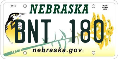 NE license plate BNT180