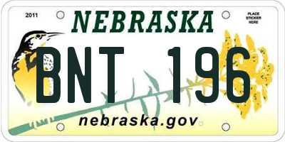 NE license plate BNT196