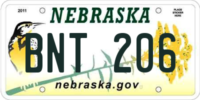 NE license plate BNT206