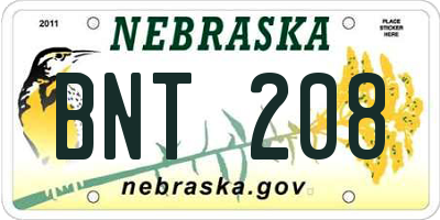 NE license plate BNT208