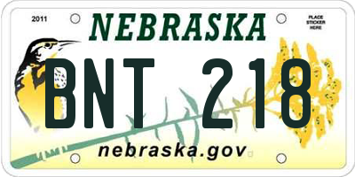 NE license plate BNT218