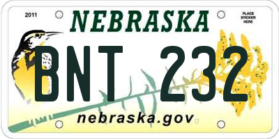 NE license plate BNT232