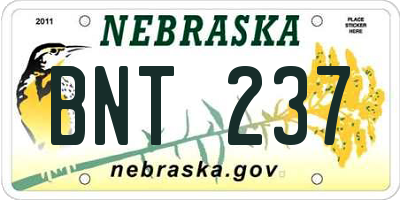 NE license plate BNT237