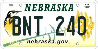 NE license plate BNT240