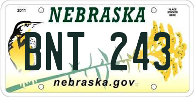 NE license plate BNT243