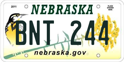 NE license plate BNT244