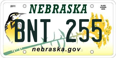 NE license plate BNT255