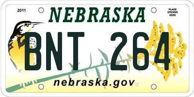 NE license plate BNT264