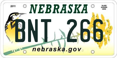 NE license plate BNT266