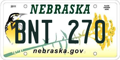 NE license plate BNT270
