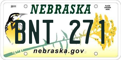 NE license plate BNT271