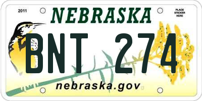 NE license plate BNT274