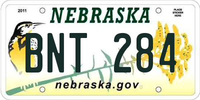 NE license plate BNT284