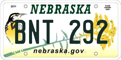 NE license plate BNT292