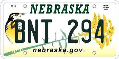 NE license plate BNT294