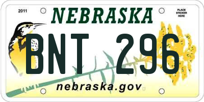 NE license plate BNT296