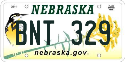 NE license plate BNT329