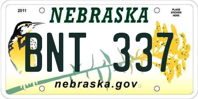 NE license plate BNT337