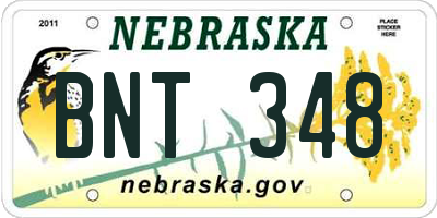 NE license plate BNT348