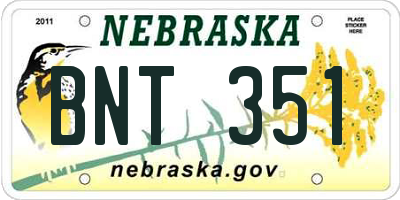 NE license plate BNT351