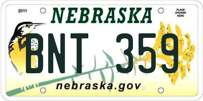NE license plate BNT359