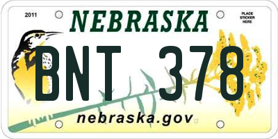 NE license plate BNT378