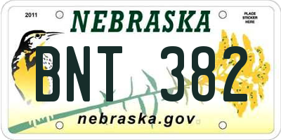 NE license plate BNT382