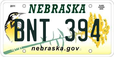 NE license plate BNT394