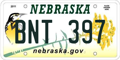 NE license plate BNT397