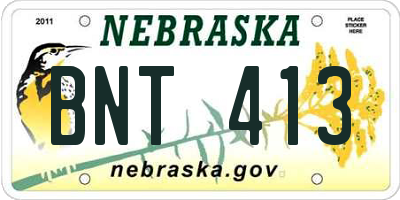 NE license plate BNT413