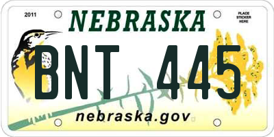 NE license plate BNT445