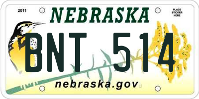 NE license plate BNT514