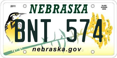 NE license plate BNT574