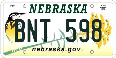 NE license plate BNT598