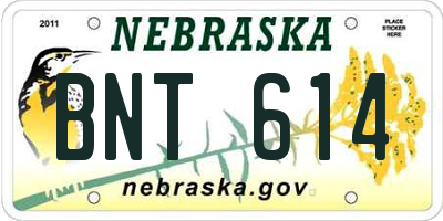 NE license plate BNT614