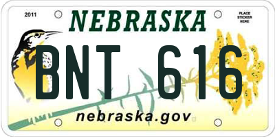 NE license plate BNT616