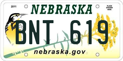 NE license plate BNT619