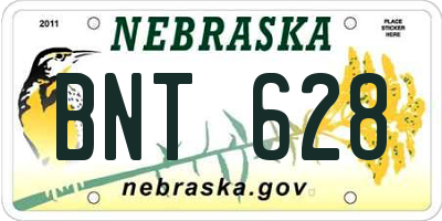 NE license plate BNT628