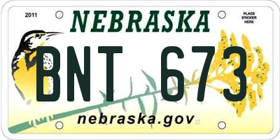 NE license plate BNT673