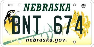 NE license plate BNT674