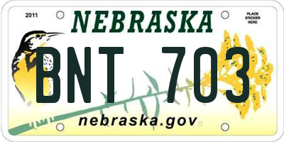 NE license plate BNT703