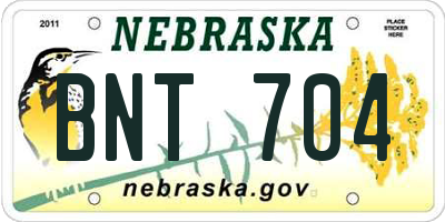 NE license plate BNT704