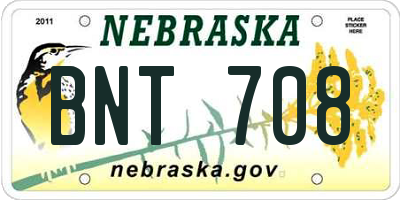 NE license plate BNT708