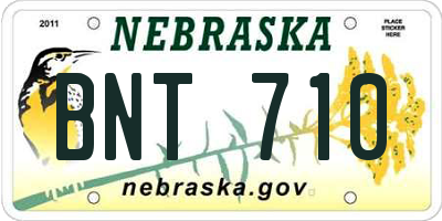 NE license plate BNT710