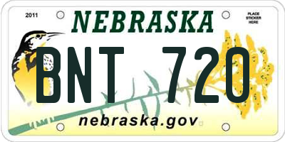 NE license plate BNT720